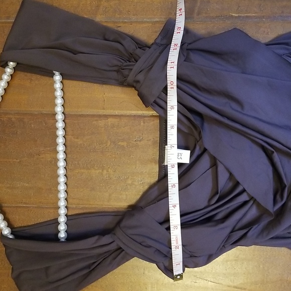 Badgley Mischka Womens Draped Gray Maillot One Piece Swimsuit Bodysuit - Picture 8 of 13